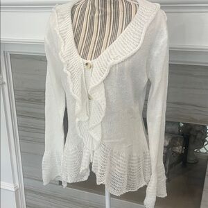 SHEIN White Ruffled Sweater